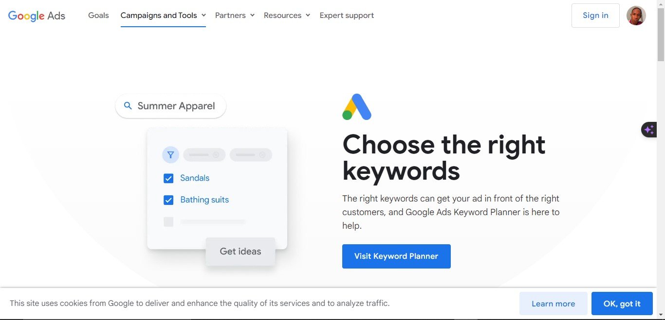 google Ads keyword planner