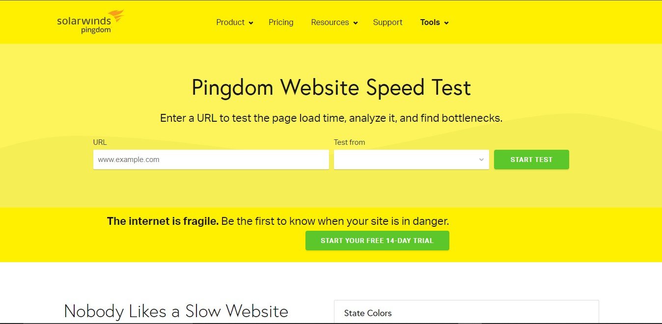 pingdom webpage speed test