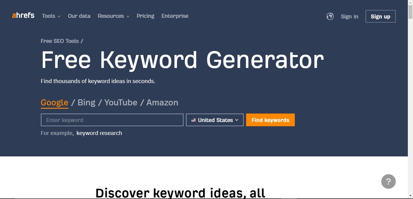 ahref keyword generator